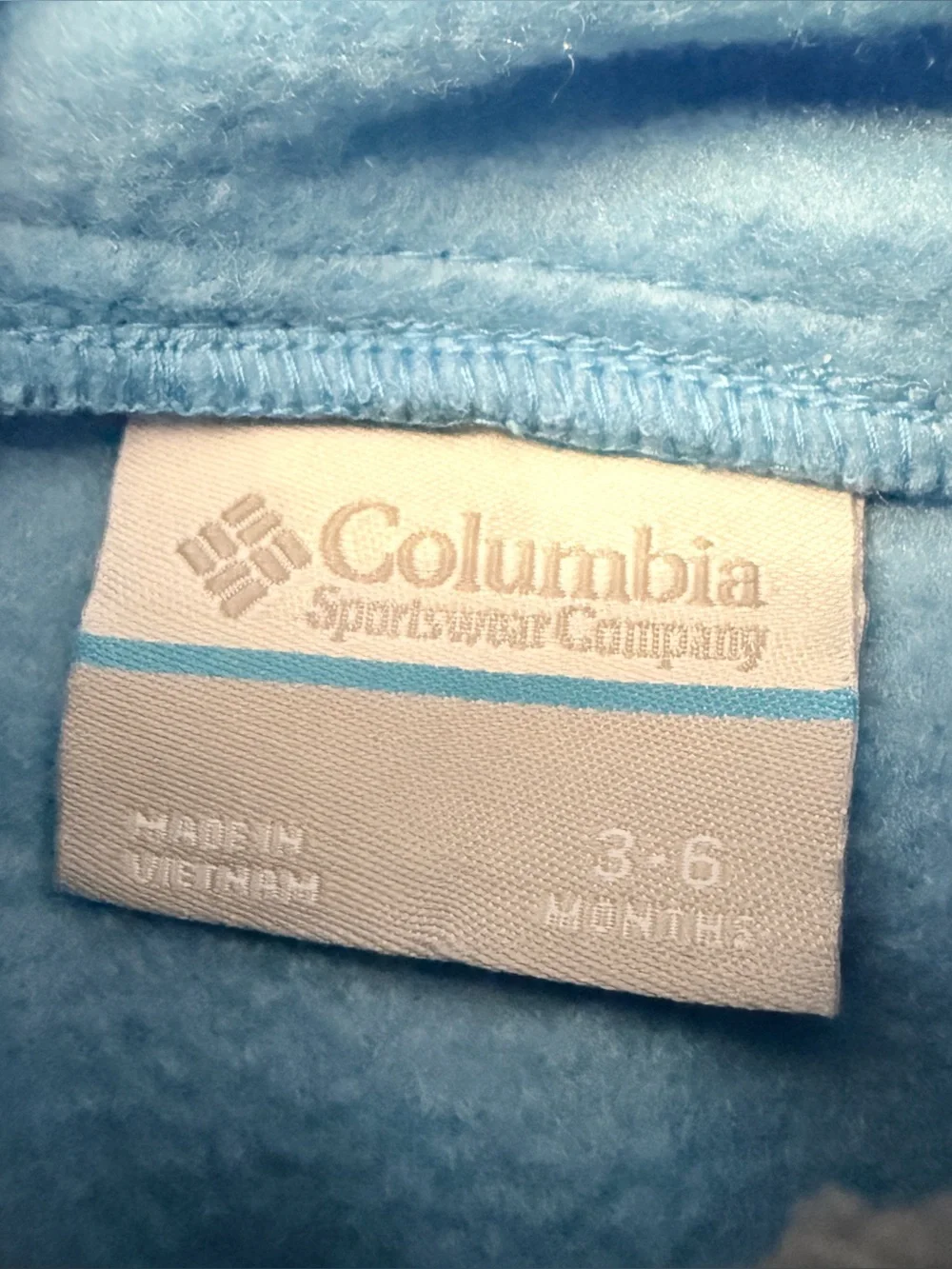 Columbia light blue‎ & gray fleece bunting snowsuit infant size 3-6 months Q